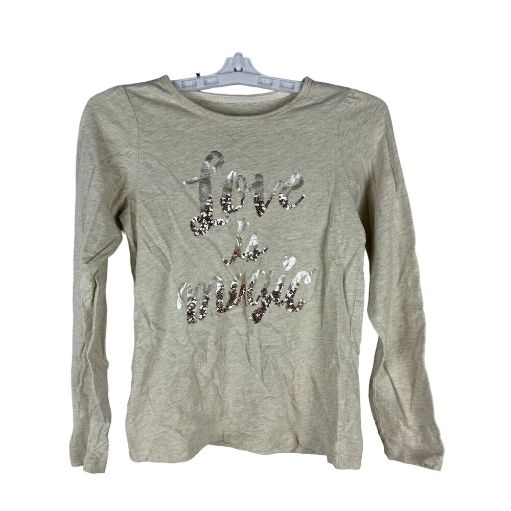OshKosh B'gosh Girls Long Sleeve "Love Is Magic" Sequin Shirt Size 12